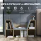 Librería con Asiento Estantería de Libros con 6 Cubos Cojín para Sala de Estar Dormitorio 102x30x61cm Roble y Gris