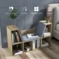 Librería con Asiento Estantería de Libros con 6 Cubos Cojín para Sala de Estar Dormitorio 102x30x61cm Roble y Gris