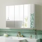 Armario de Baño con Espejo Armario de Pared con 3 Puertas Estantes Ajustables 91,5x11,5x65 cm Blanco