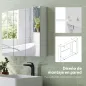 Armario de Baño con Espejo Armario de Pared con 3 Puertas Estantes Ajustables 91,5x11,5x65 cm Blanco