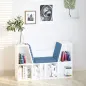 Librería con Asiento Estantería de Libros con 6 Cubos Cojín para Sala de Estar Dormitorio 102x30x61cm Blanco y Azul
