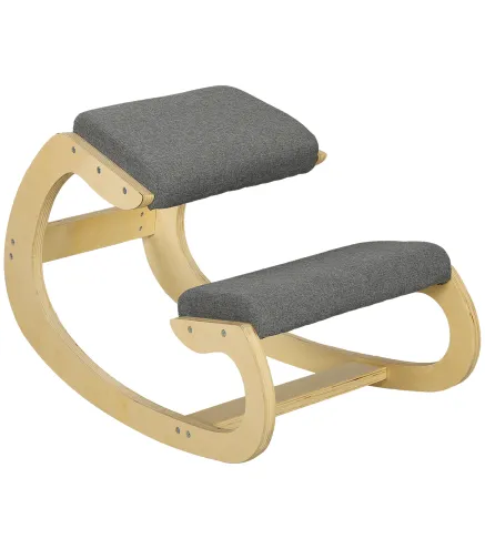 Silla Ergonómica de Rodillas Silla de Rodillas de Madera Taburete Ergonómico Cojín Acolchado 55x85x55 cm Gris
