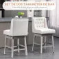 Juego de 2 Taburetes de Bar con Respaldo Taburetes Altos de Cocina Giratorios 180° Patas de Madera 46x57x101 cm Beige