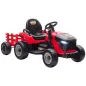 Tractor Eléctrico para Niños con Remolque Desmontable Batería 12V Velocidad 3-5 km/h, Control Remoto 2,4G Rojo