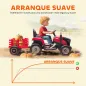 Tractor Eléctrico para Niños con Remolque Desmontable Batería 12V Velocidad 3-5 km/h, Control Remoto 2,4G Rojo