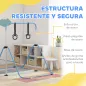 Barra de Gimnasia para Niños con Altura Ajustable en 5 Niveles y Anillos Entrenamiento de Gimnasia Plegable en Casa Azul