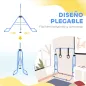 Barra de Gimnasia para Niños con Altura Ajustable en 5 Niveles y Anillos Entrenamiento de Gimnasia Plegable en Casa Azul