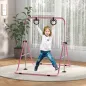 Barra de Gimnasia para Niños con Altura Ajustable en 5 Niveles y Anillos Entrenamiento de Gimnasia Plegable en Casa Rosa