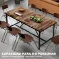 Mesa de Comedor Rectangular para 6-8 Personas Estilo Industrial con Patas de Metal 180x80x75,5 cm Marrón Rústico