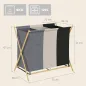 Cesto para Ropa Sucia Plegable con 3 Compartimentos Capacidad 129L con Marco de Bambú y Bolsas Extraíbles Multicolor
