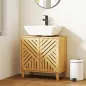 Mueble bajo Lavabo de Bambú con 2 Puertas Lamas y Estante Ajustable para Lavabo sin Pedestal 60x30x60 cm Natural