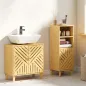 Mueble bajo Lavabo de Bambú con 2 Puertas Lamas y Estante Ajustable para Lavabo sin Pedestal 60x30x60 cm Natural