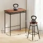 Mesa Alta de Cocina con 2 Taburetes Industrial Estante Abierto Reposapiés Ahorro de Espacio para Espacios Reducidos