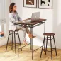 Mesa Alta de Cocina con 2 Taburetes Industrial Estante Abierto Reposapiés Ahorro de Espacio para Espacios Reducidos