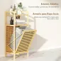 Armario de Baño Estrecho de Bambú con 2 Estantes Abiertos Cesto Extraíble y Diseño con Listones 40x30x95 cm Natural Armario de Baño Estrecho de Bambú con 2 Estantes Abiertos Cesto Extraíble y Diseño con Listones 40x30x95 cm Natural