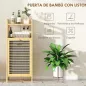 Armario de Baño Estrecho de Bambú con 2 Estantes Abiertos Cesto Extraíble y Diseño con Listones 40x30x95 cm Natural Armario de Baño Estrecho de Bambú con 2 Estantes Abiertos Cesto Extraíble y Diseño con Listones 40x30x95 cm Natural