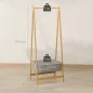 Burro para Ropa Plegable de Bambú con Cesta de Tela con Tapa para Recibidor Entrada Dormitorio 60x44,5x157,5 cm Gris