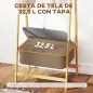 Burro para Ropa Plegable de Bambú con Cesta de Tela con Tapa para Recibidor Entrada Dormitorio 60x44,5x157,5 cm Gris