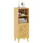 Armario de Baño Estrecho Mueble Auxiliar de Baño con 2 Estantes Abiertos Puerta y Patas de Bambú 32x30x90 cm Natural Armario de Baño Estrecho Mueble Auxiliar de Baño con 2 Estantes Abiertos Puerta y Patas de Bambú 32x30x90 cm Natural