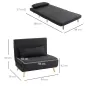 Sillón Cama Plegable con Respaldo Ajustable en 6 Posiciones Almohada Acolchada Carga 350 kg 94x78x80 cm Negro