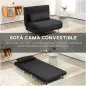 Sillón Cama Plegable con Respaldo Ajustable en 6 Posiciones Almohada Acolchada Carga 350 kg 94x78x80 cm Negro