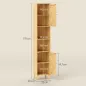 Columna de Baño Estrecha con Puertas y Patas de Bambú Estantes Ajustables Compartimento Abierto 32x30x170 cm Natural