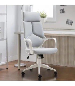 Silla de Oficina Giratoria de Malla con Función Basculante Altura Ajustable y Respaldo Alto 63x63x117-127 cm Gris