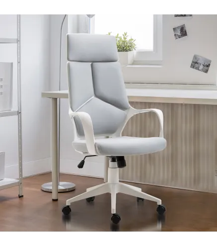 Silla de Oficina Giratoria de Malla con Función Basculante Altura Ajustable y Respaldo Alto 63x63x117-127 cm Gris