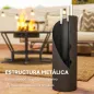 Juego de Utensilios para Chimenea de 4 Piezas de Metal con Escoba Pala Atizador y Cubo 20x20x65 cm Plateado
