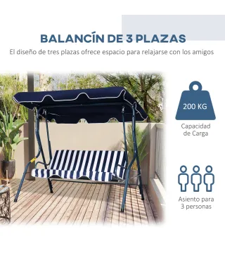 Columpio Balancín de Jardín 3 Plazas