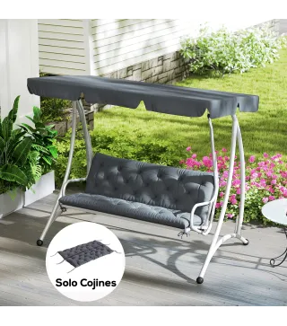 Cojín para Banco de Jardín con Respaldo, 150x98x8 cm, Colchón de Banco de 3 Plazas para Interior y Exterior con Relleno Grueso y