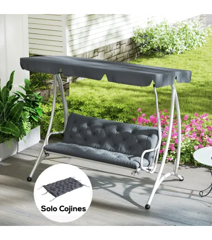 Cojín para Banco de Jardín con Respaldo, 150x98x8 cm, Colchón de Banco de 3 Plazas para Interior y Exterior con Relleno Grueso y