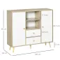 Aparador de Salón con 2 Puertas 2 Cajones y 2 Estantes Abiertos Mueble Auxiliar de Almacenaje para Cocina Recibidor 100x30x85 cm