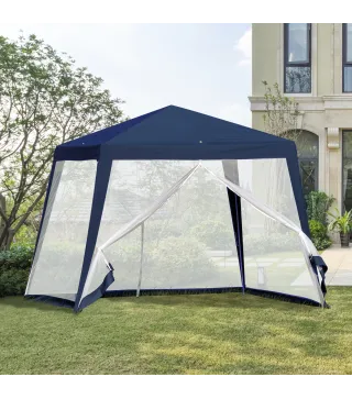 Carpa de Jardín 3x3 m Cenador con 4 Partes Laterales Mosquitera con Cremallera Protección UV Impermeable para Patio Exterior Eve