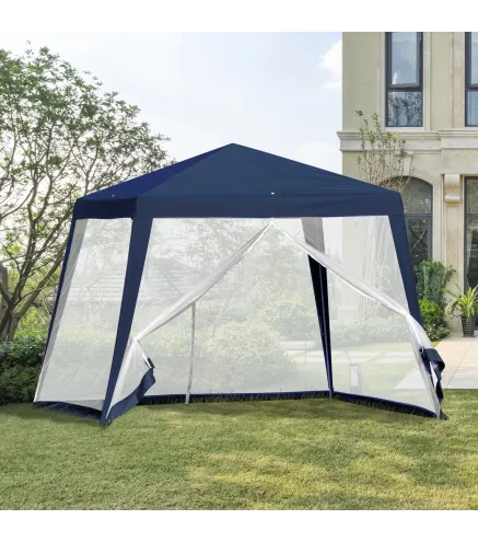 Carpa de Jardín 3x3 m Cenador con 4 Partes Laterales Mosquitera con Cremallera Protección UV Impermeable para Patio Exterior Eve