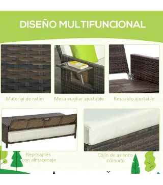 Sofá de Ratán con Reposapiés