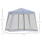 Carpa de Jardín 3x3 m Cenador con 4 Partes Laterales Mosquitera con Cremallera Protección UV Impermeable para Patio Exterior Eve