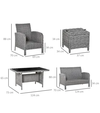 Conjunto de Muebles de Ratán