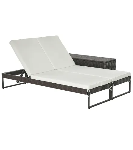 Conjunto 2 Tumbonas y 1 Mesa de Ratán