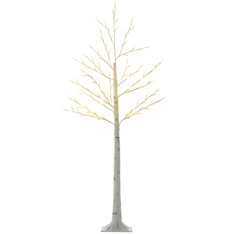Árbol Sintético con 120 Luces LED IP44 con Brillo Ajustable Decoración para Interiores 20x20x150 cm Blanco
