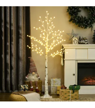 Árbol Sintético con 120 Luces LED IP44 con Brillo Ajustable Decoración para Interiores 20x20x150 cm Blanco