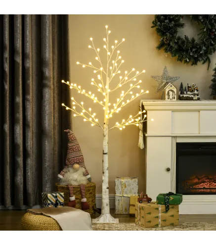 Árbol Sintético con 120 Luces LED IP44 con Brillo Ajustable Decoración para Interiores 20x20x150 cm Blanco