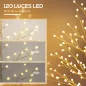 Árbol Sintético con 120 Luces LED IP44 con Brillo Ajustable Decoración para Interiores 20x20x150 cm Blanco
