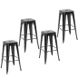 Conjunto de 4 Taburetes de Bar Estilo Industrial Apilables y con Reposapiés Aptos para Interiores y Exteriores 43x43x76 cm Carga