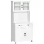 Mueble Aparador auxiliar de Cocina Alacena Armario de Comedor con Estantes Interiores Ajustables y Cajón 80x48x170 cm Blanco Mueble Aparador auxiliar de Cocina Alacena Armario de Comedor con Estantes Interiores Ajustables y Cajón 80x48x170 cm Blanco