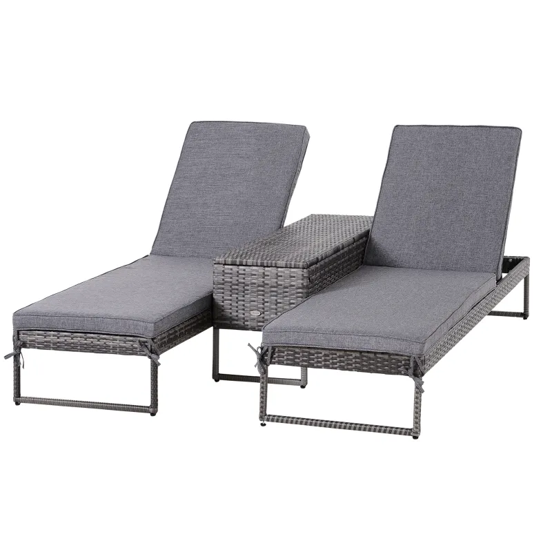 Conjunto 2 Tumbonas y 1 Mesa de Ratán