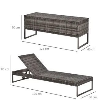 Conjunto 2 Tumbonas y 1 Mesa de Ratán