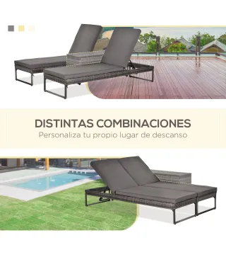 Conjunto 2 Tumbonas y 1 Mesa de Ratán