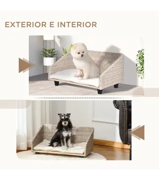 Sofá Cama de Mimbre para Mascotas