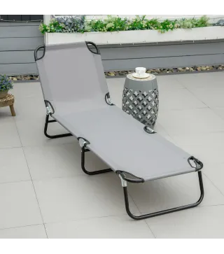 Tumbona Plegable Reclinable con Ángulo Ajustable de 5 Posiciones para Jardín Exterior Piscina Terraza Camping Carga 120 kg 188x5